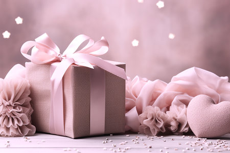 Gifts and hearts on pink background,Valentine's Day concept. High quality photoの素材