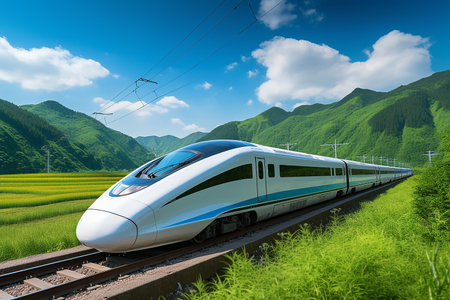 Electric High-Speed Train, Passenger Transportation. High quality photoの素材