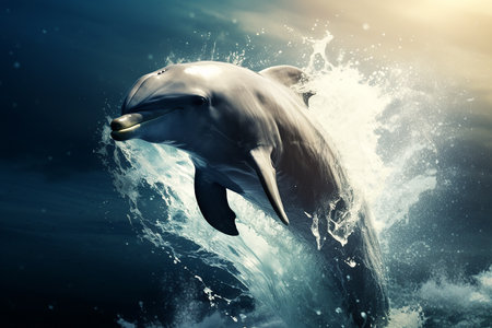 Jumping dolphins in the aquarium,dolphin training. High quality photoの素材