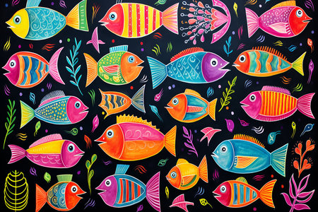 Bright multicolored sea background,cartoon illustration. High quality photoの素材