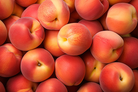 Bright background of peaches close-up. High quality photoの素材