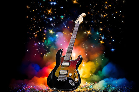 Digital illustration about guitar. High quality photoの素材