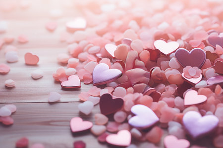pink background with hearts and with space for text, valentine's concept. High quality photoの素材
