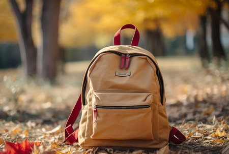 backpack in nature,with space for text,hiking and training. High quality photoの素材