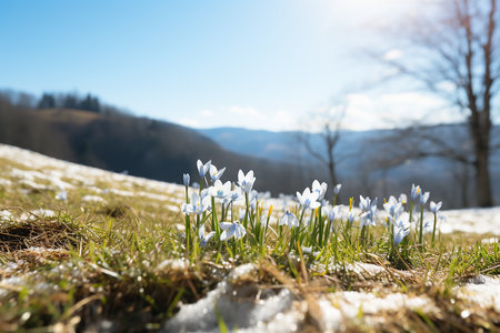 Delicate snowdrop flowers in nature in spring, beautiful background. High quality photoの素材