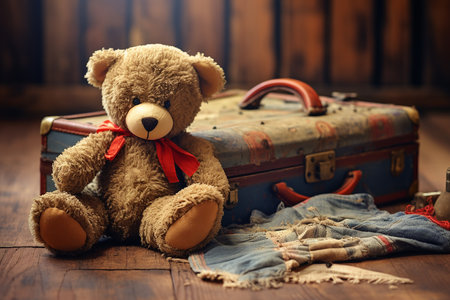 Sad Old Teddy Bear ,Retro Toy Toy. High quality photoの素材