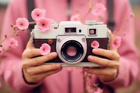 Retro camera close-up. High quality photoの素材