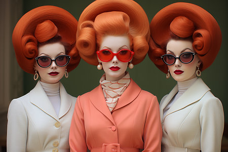 Collage of several young girls with different hairstyles. High quality photoの素材