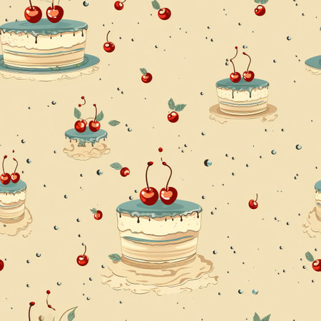 Delightful and decadent cake pattern displayed on a captivating light backgroundの素材
