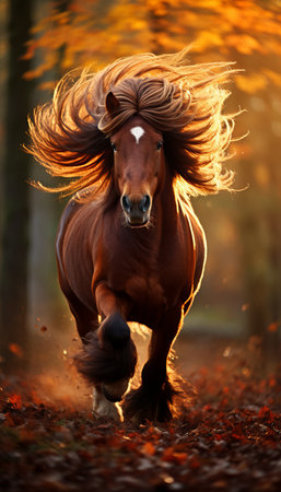 horse with flowing mane ,background or wallpaper for smartphoneの素材