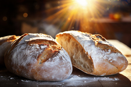 Fresh baked goods close-up, bread on the table. High quality photoの素材