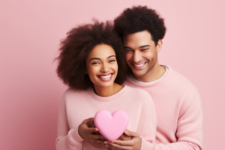 Couple in love on Valentine's Day, interethnic relationship between man and woman. High quality photoの素材