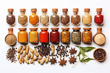 A set of a variety of spices and herbs for the preparation of food, a variety of flavors. High quality photoの素材