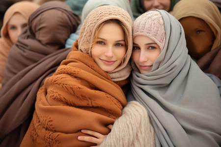 A multi-ethnic group of people, tolerance and equality of nations. High quality photoの素材