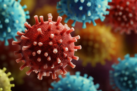 Highly detailed virus image with specific size, color, and background elementsの素材