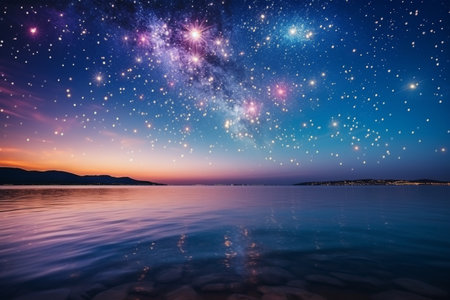 Vibrant night sky with dazzling fireworks festive spectacle of light and color.の素材