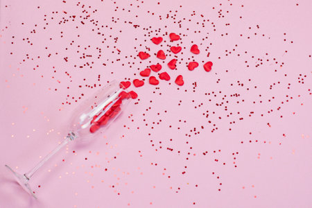beautiful valentine's day background, trimming card with space for text in pink red colors.の写真素材