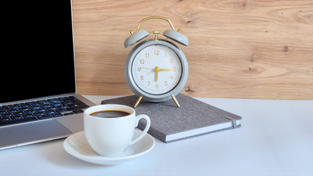 design of workplace in home office with modern equipment and objects