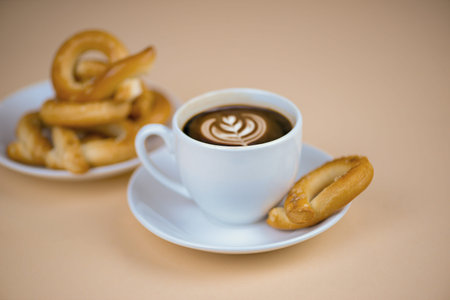 Hot tomato coffee with gingerbread for breakfast