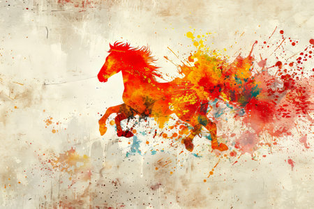 Cute cartoon horse illustration close-up. High quality photoの素材