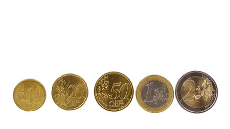 Collection set of euro coins isolated on white background. High quality photoの写真素材