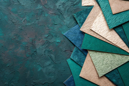 Geometric transformative teal background with modern shapes and abstract patternsの素材