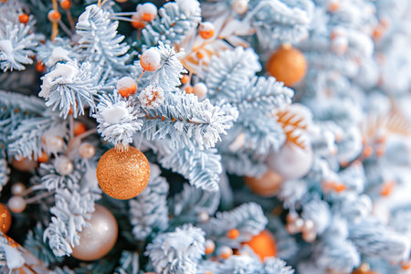 Beautiful Christmas Background with Christmas Tree and Ballsの写真素材