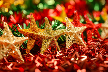 Beautiful Christmas background with garlandsの写真素材