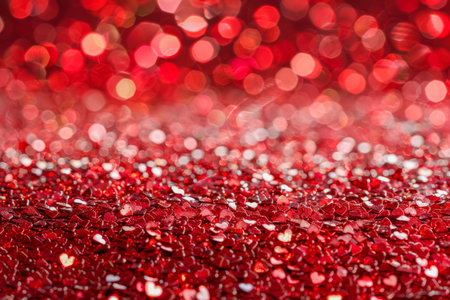 Red Glitter Background With Hearts Suitable For Lovers' Bottom. High quality photoの素材