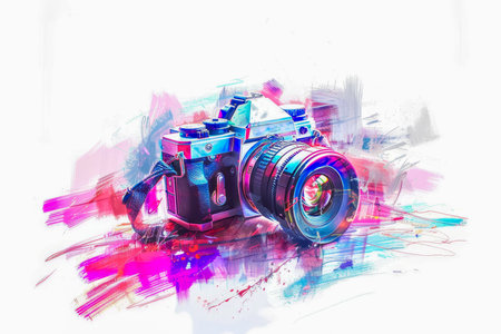 Bright cartoon camera, design element. High quality photoの素材