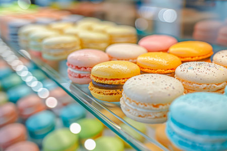 Close-up view of the colorful macarons. High quality photoの素材