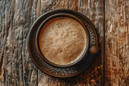 Scandinavian minimalist coffee cup with 2026 on foam in soft morning light and natural tonesの素材