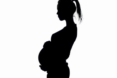 Silhouette of pregnant woman, illustration, concept of motherhood. High quality photoの素材