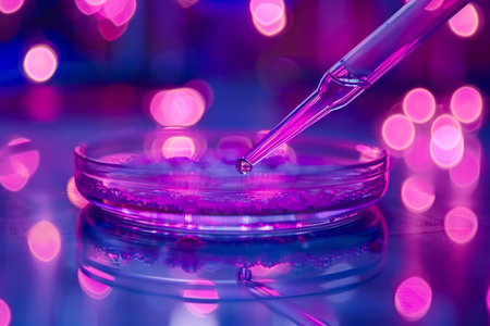 Petri dish close-up, medicine and health. High quality photoの素材