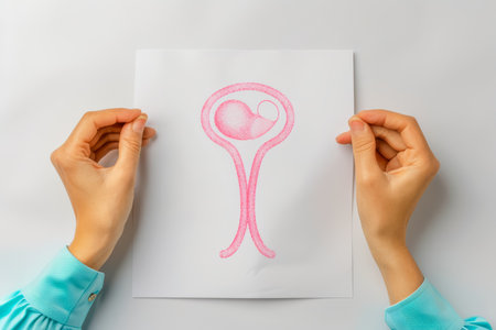 Embryo between two palms on white isolated background. In vitro fertilization. Concept. High quality photoの素材