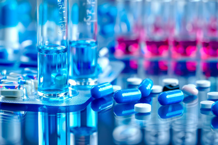 Medicines in Close-Up, Health and Pharmacology Concepts. High quality photoの素材