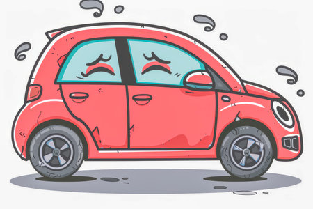 cartoon old retro car, illustration. High quality photoの素材