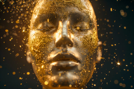 Surreal hourglass with sand transforming into human faces illustrating the passage of time.の素材