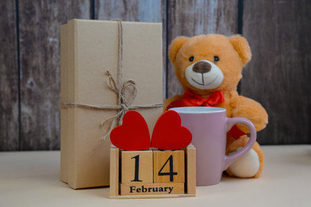 love gift setup, sentimental gift presentation combined with decorative arrangements for romantic celebrationsの写真素材