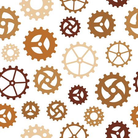 Seamless pattern with many rusty sketchy gear wheelsのイラスト素材