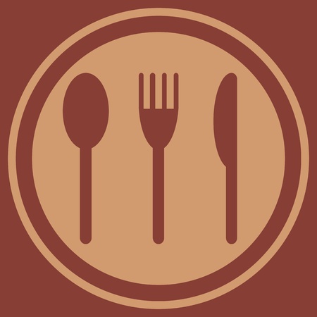 Plate with a spoon, fork and knifeのイラスト素材
