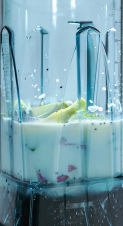 Energy smoothie.  Ingredients  for energy smoothie in blender clの写真素材
