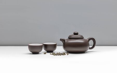 Ð¡ups and chinese kettle with tea.の写真素材