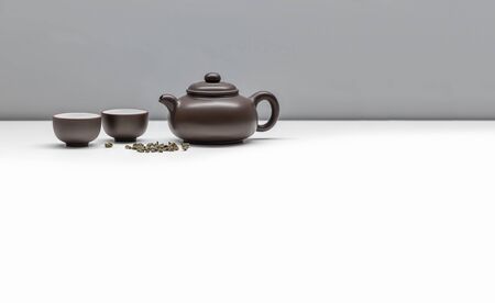 Ð¡ups and chinese kettle with tea.の写真素材