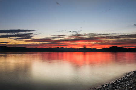 Beautiful sunset on pacific oceanの写真素材