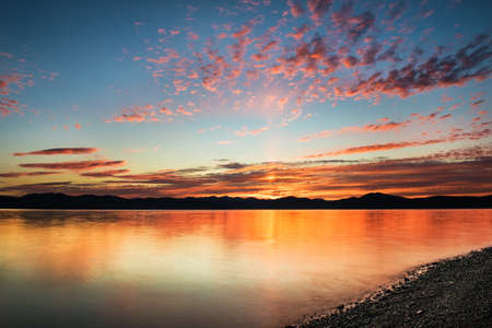 Beautiful sunset on pacific oceanの写真素材