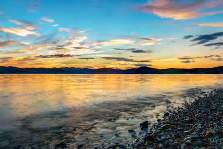 Beautiful sunset on pacific oceanの写真素材