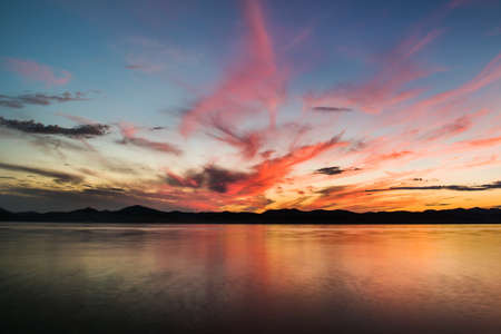 Beautiful sunset on pacific oceanの写真素材
