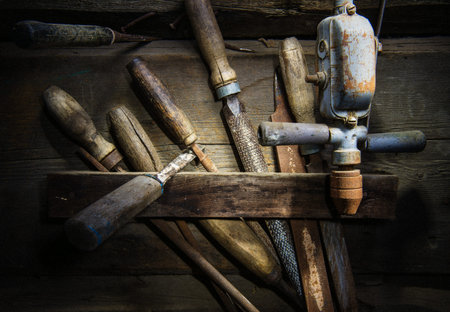 Oldand Rusty Wood Hardware - Wood Toolset