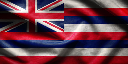 US state flag of Hawaii - waving fabric background, wallpapers, close-up